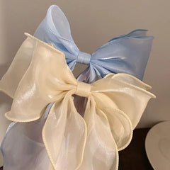 Lunivop  White Organza Bow Fluttering Ribbon Hair Clips Women French Fresh Premium Feeling Headdress Large Hair Cards Girl Hair Accessori