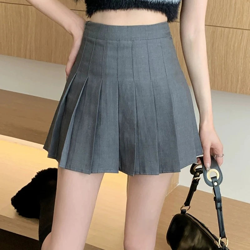 Lunivop Punk Mini Skirt With Chain Belt Rock Girl Cheerleading Belted Pleated Skirt Women Alt-girl Egirl Y2K Outfit