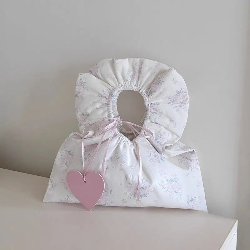 Lunivop Retro Floral White Y2k Hand Bag Female Hot Girls Canvas Soft Chic Casual Purse Women Harajuku Aesthetic White Mini Bag