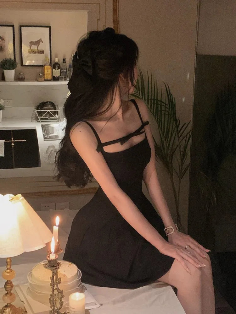 Lunivop  Summer Y2K Spaghetti Strap Evening Party Dresses Solid Elegant Sleeveless Sexy A-line Short Dress One Piece Vestido Mujer
