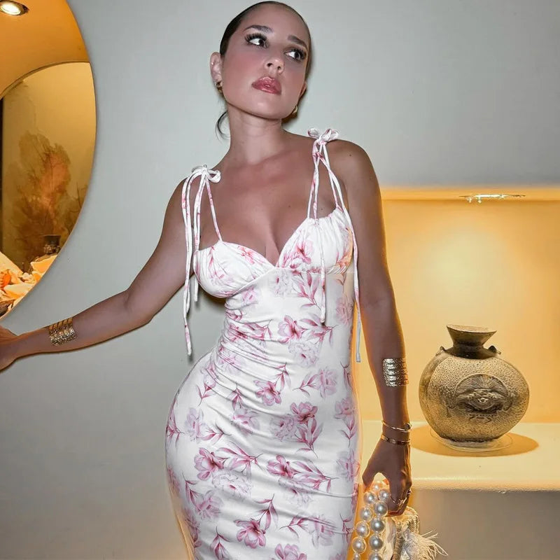 Lunivop Floral Print Sleeveless Bodycon Long Women'S Dresess Elegant Evening Summer Party Vacation Beachwear Casual Clothes
