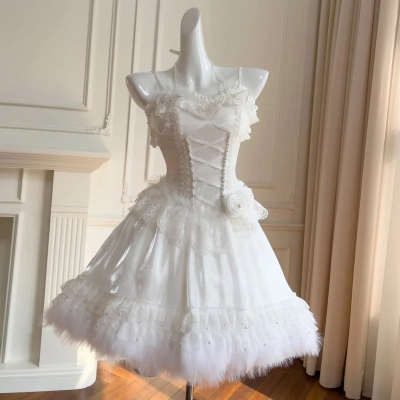 Lunivop  Fashion Women Dress Short Sleeve Strapless Lace Patchwork Female Summer Party Dresses New Tide