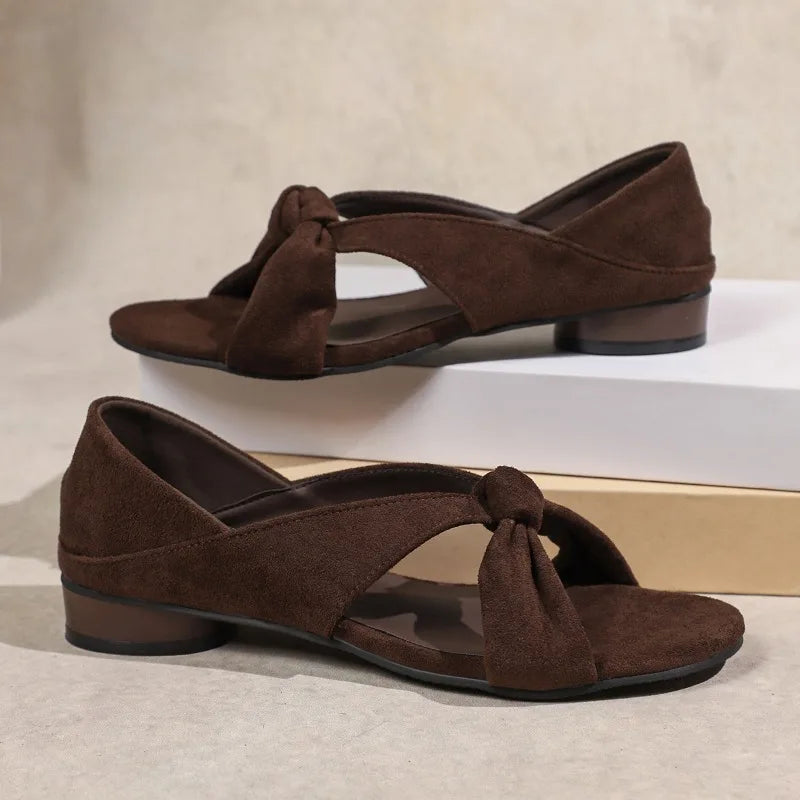 Lunivop  Summers Open Toe Women Gladiator Sandals Elegant Butterfly-knot Low Heel Shoes Ladies Concise Thick Heel Sandalias