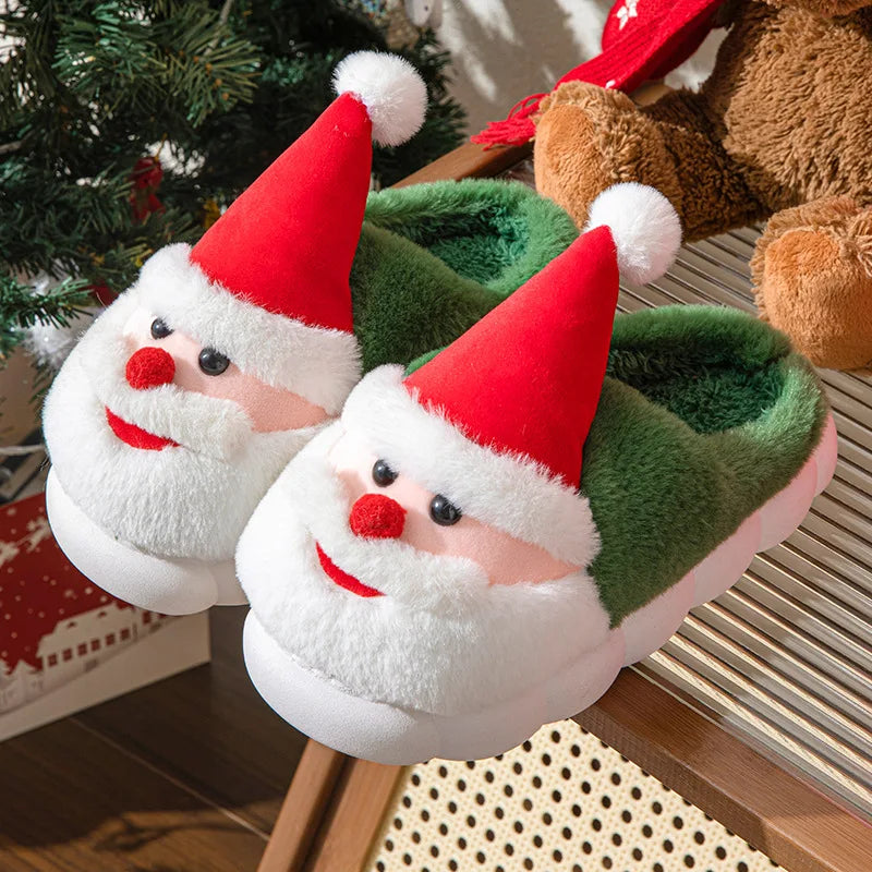 Lunivop Winter Christmas Slippers Santa Claus Fluffy Slippers Soft Warm Plush Cushion Slides Men Women Home Cotton Slippers