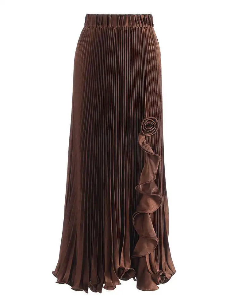 Lunivop Fashion Women's High Waist Skirt 3D Flower Asymmetric Lotus Leaf Edge A Line Female Skirts New Tide