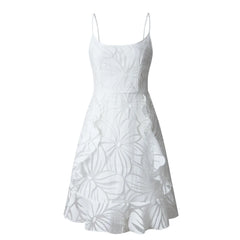 Lunivop  Spring Summer Fashion Printed Ruffles Spaghetti Strap Short Dresses Clothes For Women Night Club Outfits White Dress