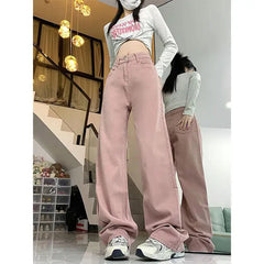 Lunivop  High Waist Wide Leg Denim Jeans Women's Spring Autumn New Faion Slimming Casual Floor Length Denim Jeans Sli Versatile