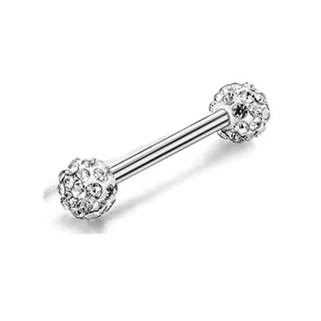 Lunivop 5mm Crystal Ball Tongue Stud Stainless Steel Piercing Body Jewelry for Women Multi Color Zircon Tongue Ring Nightclub Jewelry