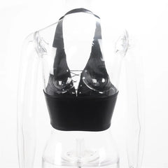 Lunivop  Y2k Women Summer Tank Top Corset Style Black Camisole Tie Back White Vest Crop Sleeveless Top Halter Neck Sexy For Woman