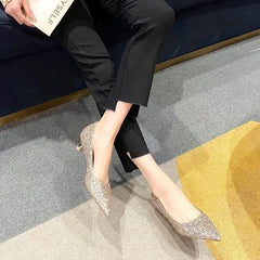 Lunivop Pointed Toe Champagne Ladies High Heels New Shiny Crystal Wedding Bridal Shoes Simple Elegant Women's Dress Shoes