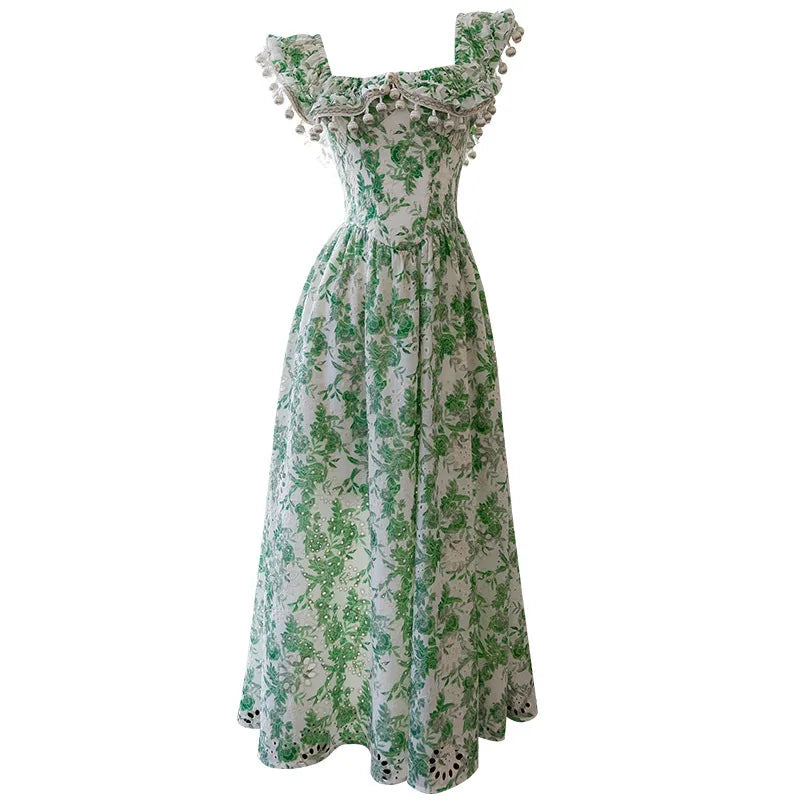 Lunivop Fashion Lotus Leaf Edge Dress Women's Square Collar Flying Sleeve Slim Dresses 2025 Summer New Tide