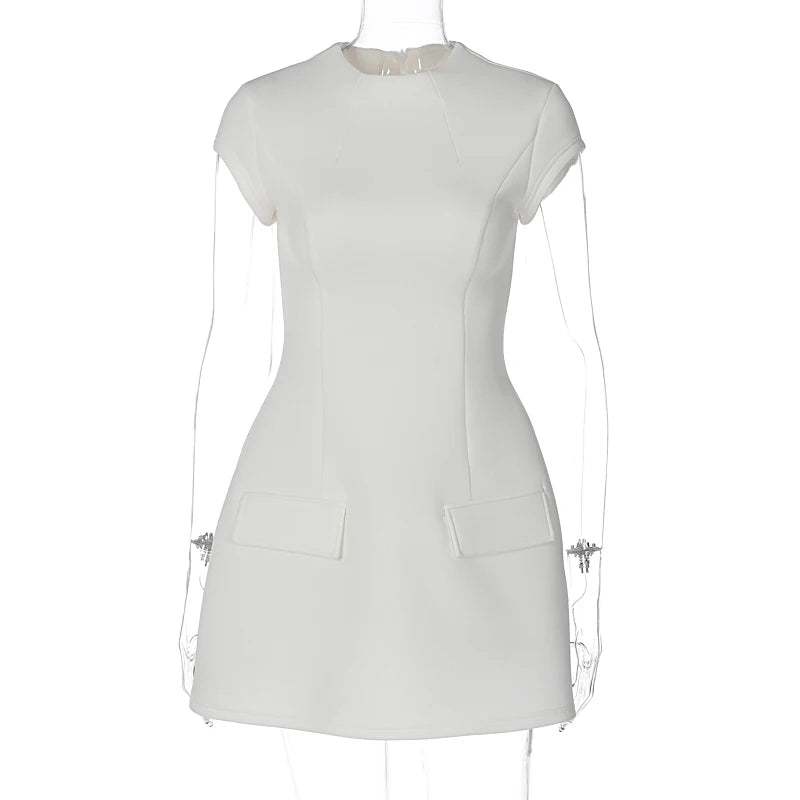 Lunivop Elegant Pretty Short Sleeve Party Ladies O Neck Zipper Mini Women'S Dresses Y2K