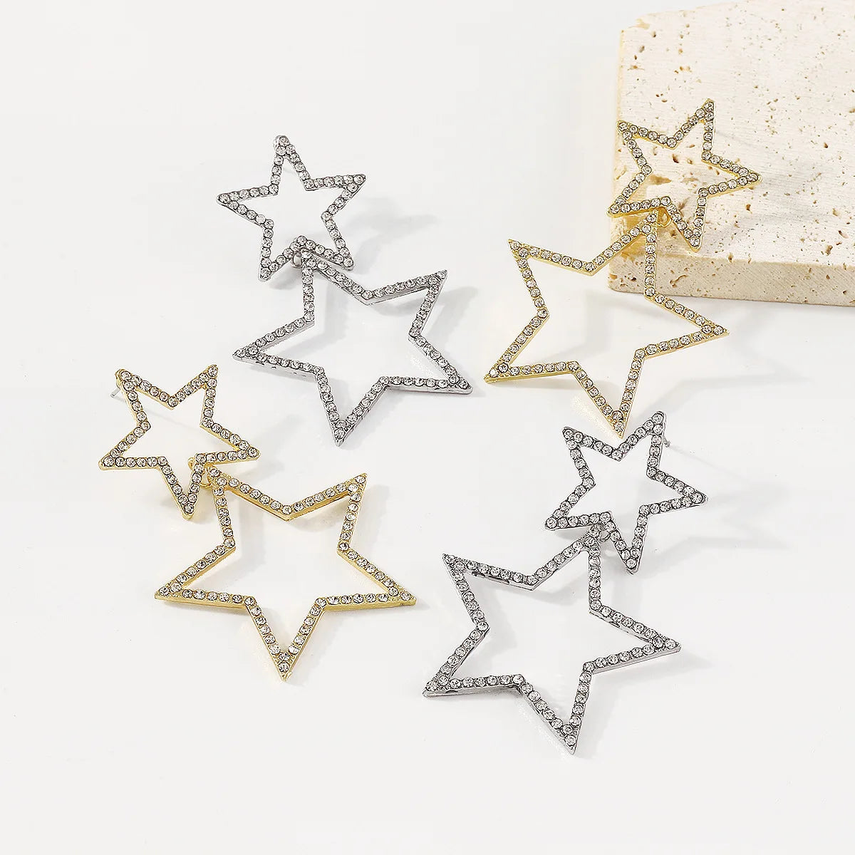 Lunivop New Fashion Rhinestone Big Star Dangle Stud Earrings for women Personality Trendy Temperament Earrings Party Jewelry Gift