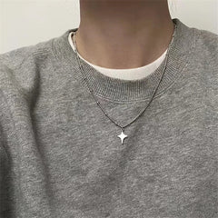 Lunivop Kpop Goth Silver Color Star Pendant Chain Necklace For Women Men Egirl Y2K Cool EMO Punk Aesthetic Grunge Jewelry Gifts