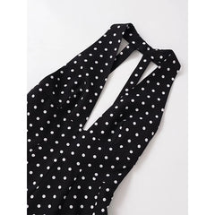 Lunivop  Women Vintage Polka Dot Halter Dress Female Sexy Sleeveless A-line Short Dresses Casual Chic Backless Vestidos