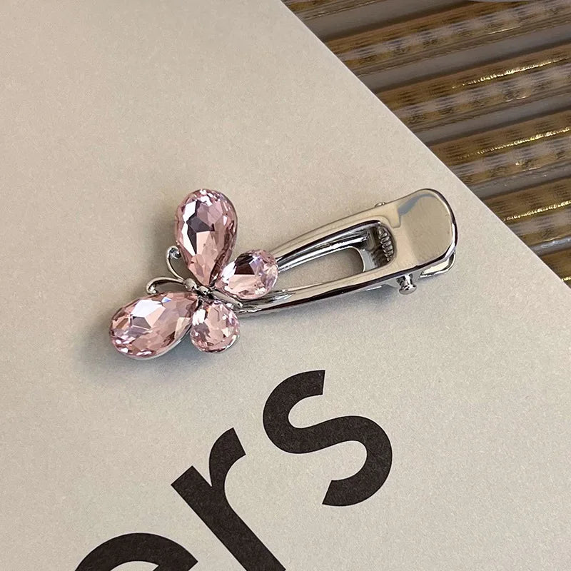 Lunivop Y2K Pink Rhinestone Butterfly Bow Star Heart Hairpins Barrettes Women Korean Fashion Kpop Hair Clip Accessories