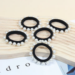 Lunivop  3Pcs/lot Girls Pearls Black Ponytail Hair Rubber Bands for Woman Simple Elastic Headbands Sports Headwear Accessories Wholesale