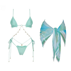 Lunivop   One Piece Swimsuit With Chain Sexy Women Bikini Cut Out Swimwear Female Bandeau Biquini Push Up Bathing Suits Beachwear