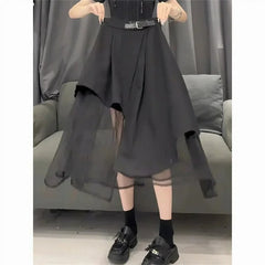 Lunivop  Summer New Fashion Splicing Korean Design Mid-length Skirt Elegant Ladies Skirt Fashion Vintage Skirt For Women