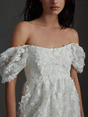 Lunivop  Elegant Sexy A-Line Backless New Floor-Length Appliques Lace Formal Bride Dresses for Women Wedding Party Dress