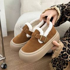 Lunivop Women Winter Casual Shoes New Moccasins Soft Platform Non-slip Loafers Fashion Warm Plush Slip on Female Cotton Shoes