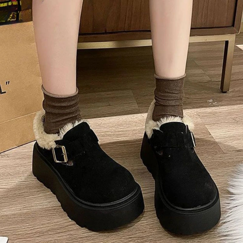 Lunivop Autumn Winter Women Shoes Casual Platform Shoes Women Moccasins Loafers Fashion Comfort Warm Plush Slip on Female Cotton Shoes