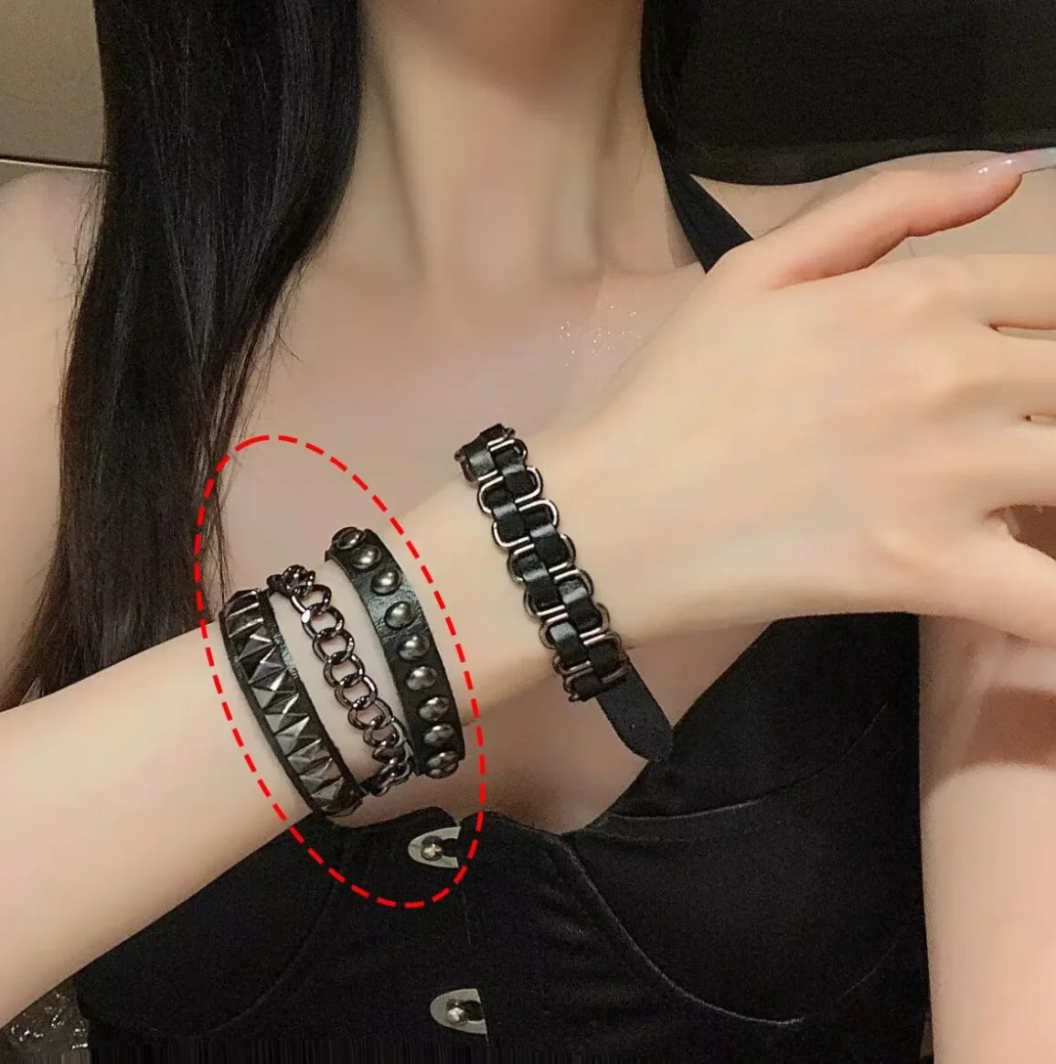Lunivop Trendy Dark Style Leather Rivet Bracelet for Women Men Punk Gothic Hot Girl Accessories Rock Bracelet Party Jewelry Gift