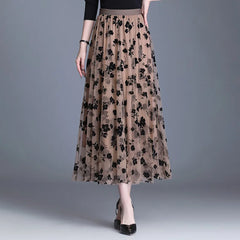 Lunivop  Summer New Medium and long styles Half Petticoat Female Elastic Waist Large Swing Gauze Skirt 68-80CM