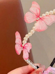 Lunivop  1pc Fashionable & Cute Butterfly Faux Pearl Headband For Girl