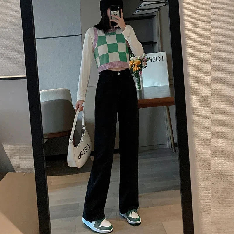 Lunivop Fashion Artistic Lightweight Women Trendy Wide-legged Pants Simple Style Solid High-Waist Design Suitable Casual White Trousers