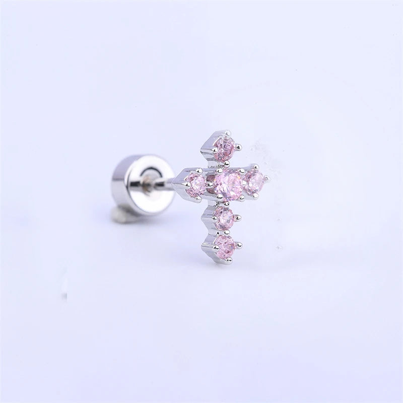 Lunivop 1PCS Delicate Blue Pink Zircon Butterfly 316L Stainless Steel Ear bone nail Y2K Hottie Cute Earring for Women Cochlea Accessorie