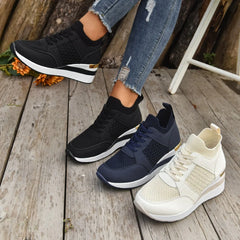 Lunivop  Women Mesh Breathable Casual Shoes Woman Lace-up Vulcanized Shoes Ladies Platform Sneakers Female Shoes
