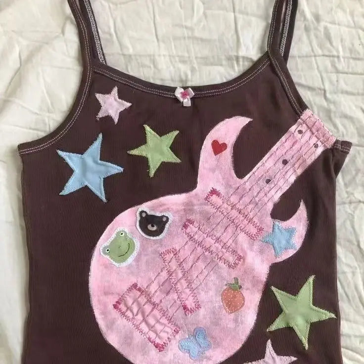Lunivop  Gothic Harajuku Hip Hop Constrast Color Summer Tank Top Y2k Aesthetic Cute All Match High Street Top American Fashion Punk Camis