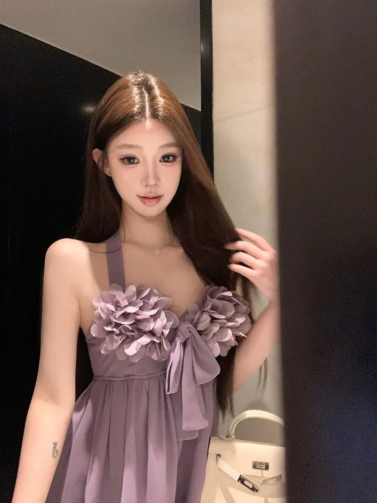 Lunivop  Women Camis Flowers Sleeveless Halter V Neck Bandage Sexy Slim Backless Sweet Elegant Tank Tops Female Casual Fashion