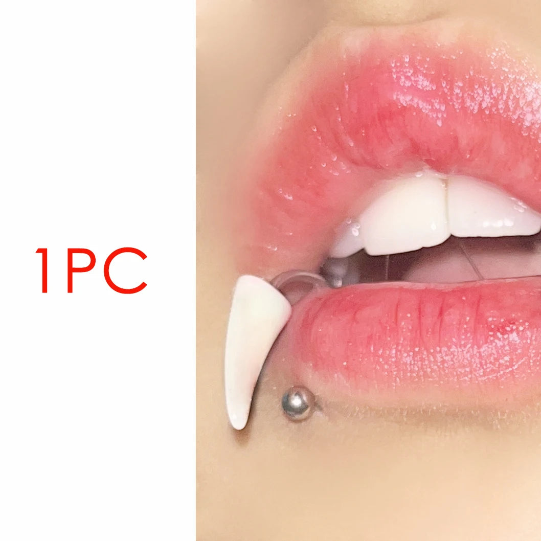 Lunivop 1pc Resin Tusk Labret Piercing Lip Ring For Women Men Gothic Punk Stainless Steel Detachable S Shape Body Jewelry Halloween Gift