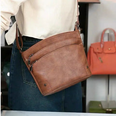 Lunivop  Retro Multi Layer Bucket Bag Women Rivet Leather Large Capacity Shoulder Bag Ladies Solid Color Fashion Versatile Crossbody Bag