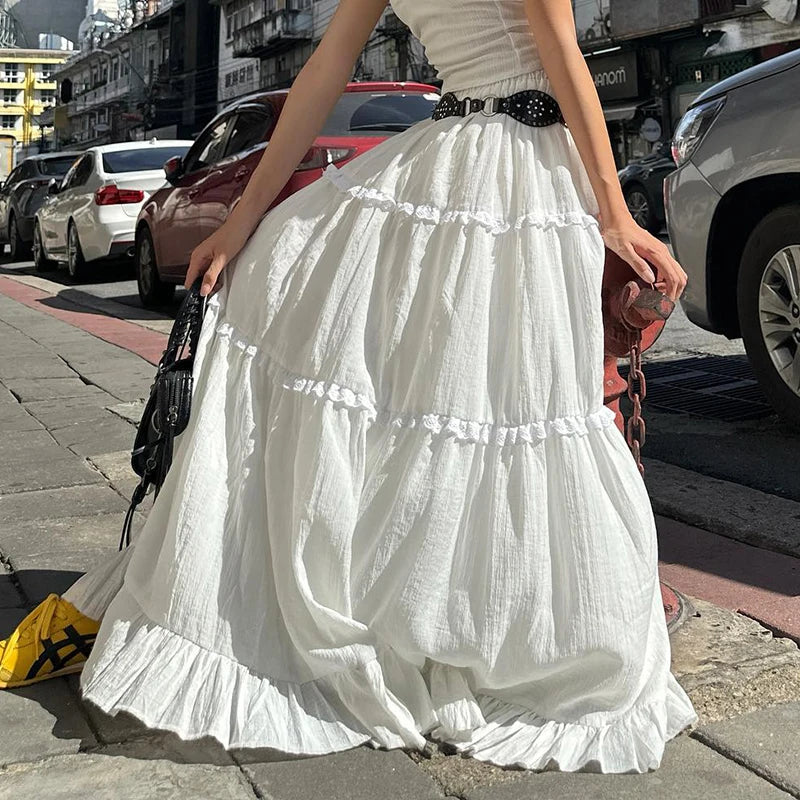 Lunivop   Elegant Off Shoulder Strapless Backless Tank Top With Elastic Waist Pleated Long Skirts Women Beach Holiday 2 Piece Set
