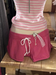 Lunivop  New Rose Pink Cotton Short Pant Women Casual Elastic High Waist Casual SweatShorts Sweet Vintage Cute Y2K Drawstring Bottoms