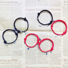 Lunivop  2Pcs Fashion Star Moon Magnetic Pendant Couple Bracelets for Women Handmade Rope Chain Bracelet Friendship Minimalist Jewelry