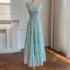 Lunivop  New Item Fashion Women Party Long Dress Lace Patchwork Strapless Collarsilk Ribbon Female Suspender Dresses