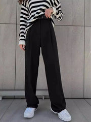 Lunivop  New Spring Autumn Office Ladies Trousers Women High Waist Pants Pockets Casual Wide Leg Full Length Pants Straight Trousers