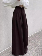 Lunivop Vintage Women Wide Leg Pants Shirring Lace-up Loose Versatile 2025 New Autumn Female High Waist Fashion Trousers 17G7456
