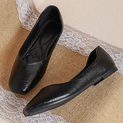 Lunivop  Summer Soft Leather Slip-Resistant Work Shoes for Women Black Flat Professional Square Toe Office Mary Jane Shoes Loafers
