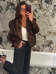 Lunivop Leopard Jackets Short Skirts Women's Sets Vintage Covered Button Jacket Suit With A-line Skirt Female Autumn New Outfits