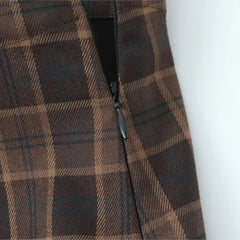 Lunivop  Summer Coffee Plaid Front Slit Low Waist Mini Skirt Women Side Zipper A line Short Skater Party Femme