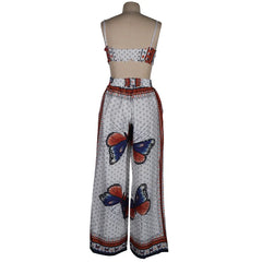 Lunivop  Summer Women Pants Set Beach Print Sleeveless Strapless Tube Tops+Wide Leg Troursers Suits Street Two 2 Piece Sets