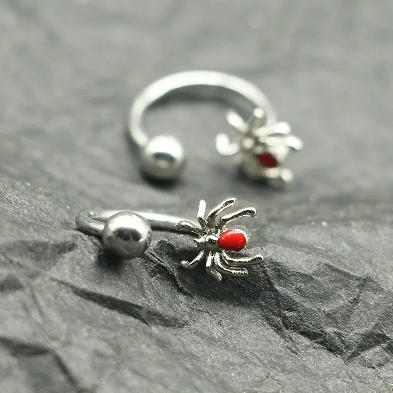 Lunivop 1PC Steel Titanium Lip Ring Silver Color Spider Labret Rings Piercing Punk Black Nose Tongue Piercing Jewelry