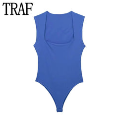 Lunivop 2025 Black Woman Body Square Neck Sleeveless Bodysuit Women Blue White Sexy Tight Bodysuit Lingerie Bodycon Summer Tops