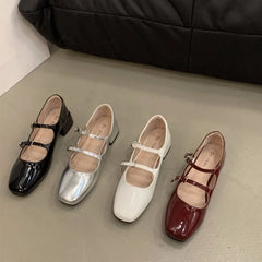 Lunivop  Square Toe Thick Heel Women Mary Jane Shoes Fashion Shallow Buckle Strap Shoes Spring Female Elegant Dress Leather Pumps