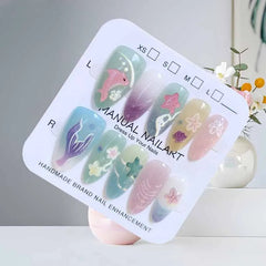 Lunivop  10Pcs French Style Autumn and Winter New Product White Lace Aurora Cat's Eye Short Almond Press on Nails Fake Nails False Nails
